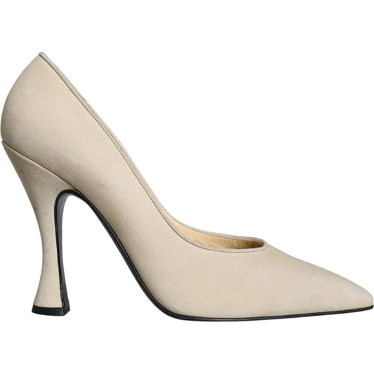 Dolce & Gabbana Beige Suede Leather High Heels Pumps Shoes LA11708-39