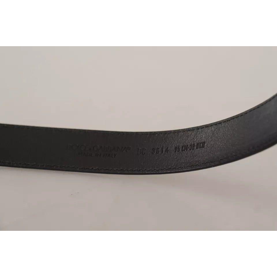 Dolce & Gabbana Black Calf Leather Vintage Logo Metal Buckle Belt BEL8541-100