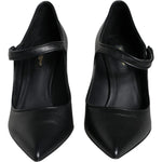 Dolce & Gabbana Black Leather Logo Heels Mary Janes Pumps Shoes LA11615-37