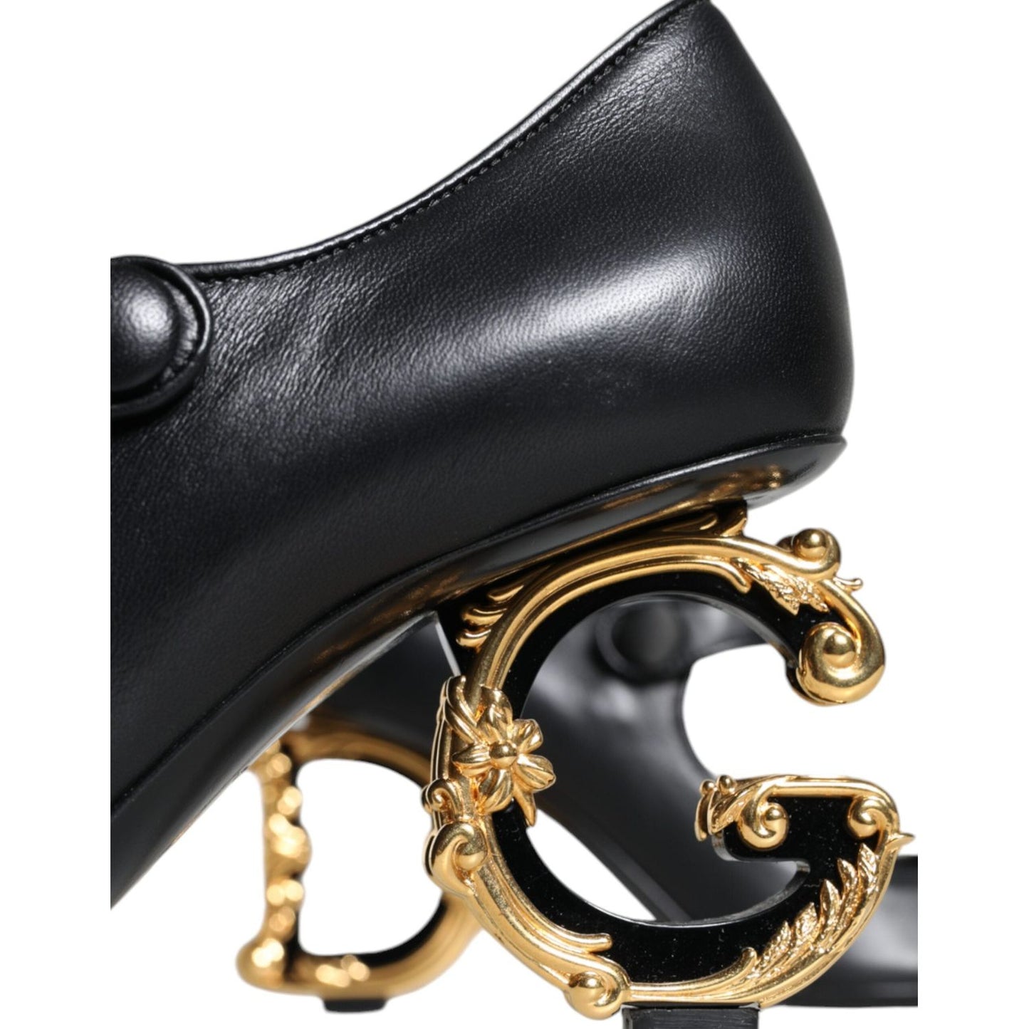 Dolce & Gabbana Black Leather Logo Heels Mary Janes Pumps Shoes LA11615-37