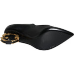 Dolce & Gabbana Black Leather Logo Heels Mary Janes Pumps Shoes LA11615-37