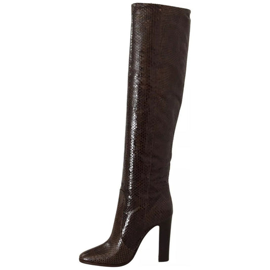 Dolce & Gabbana Brown Exotic Leather Heels High Boots Shoes LA9036-41