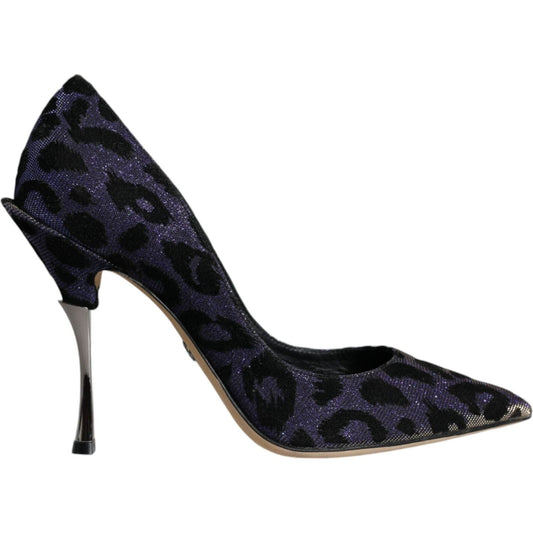 Dolce & Gabbana Violet Leopard Lurex High Heels Pumps Shoes LA11543-37