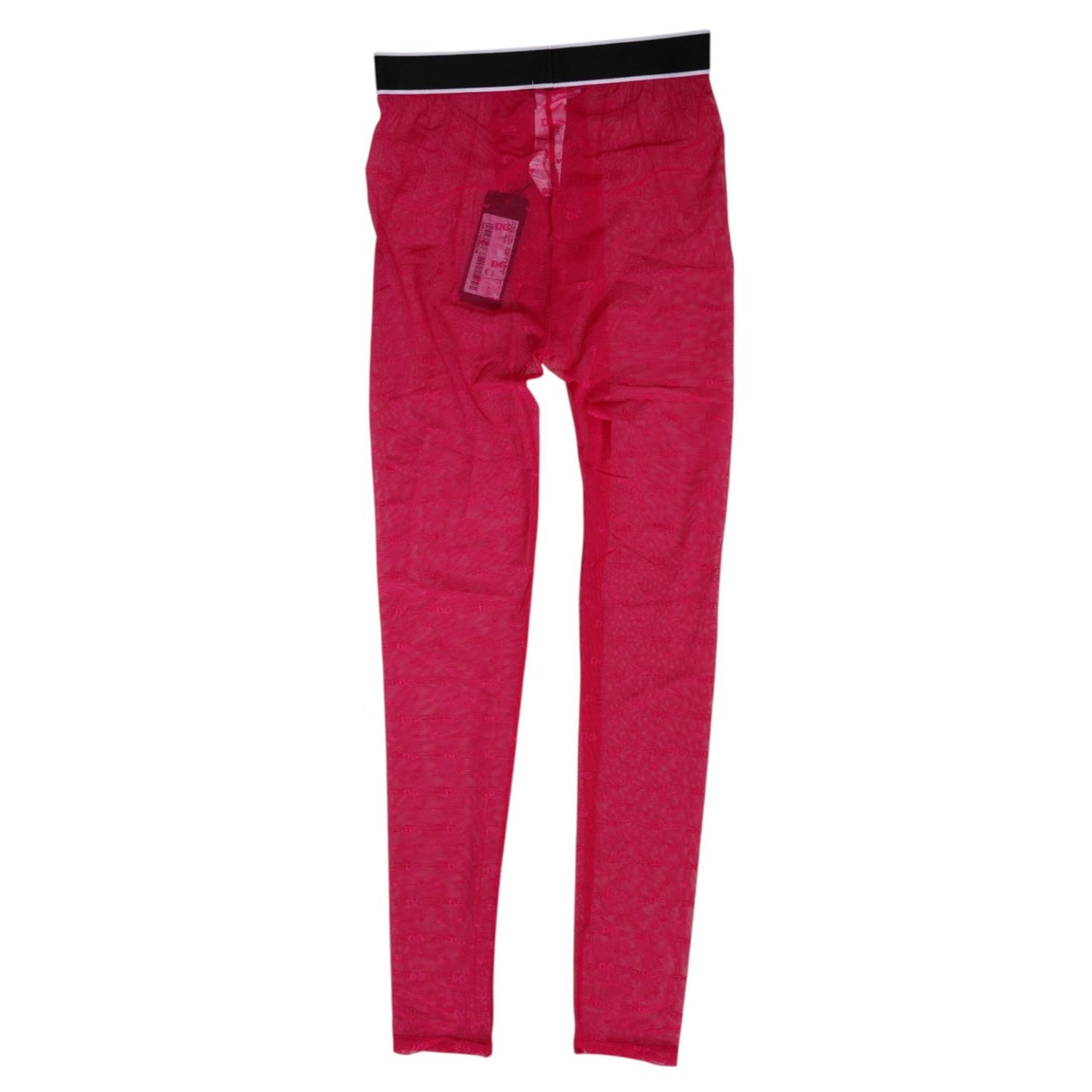 Dolce & Gabbana Fuchsia Nylon Logo Lace Leggings Pants Underwear
