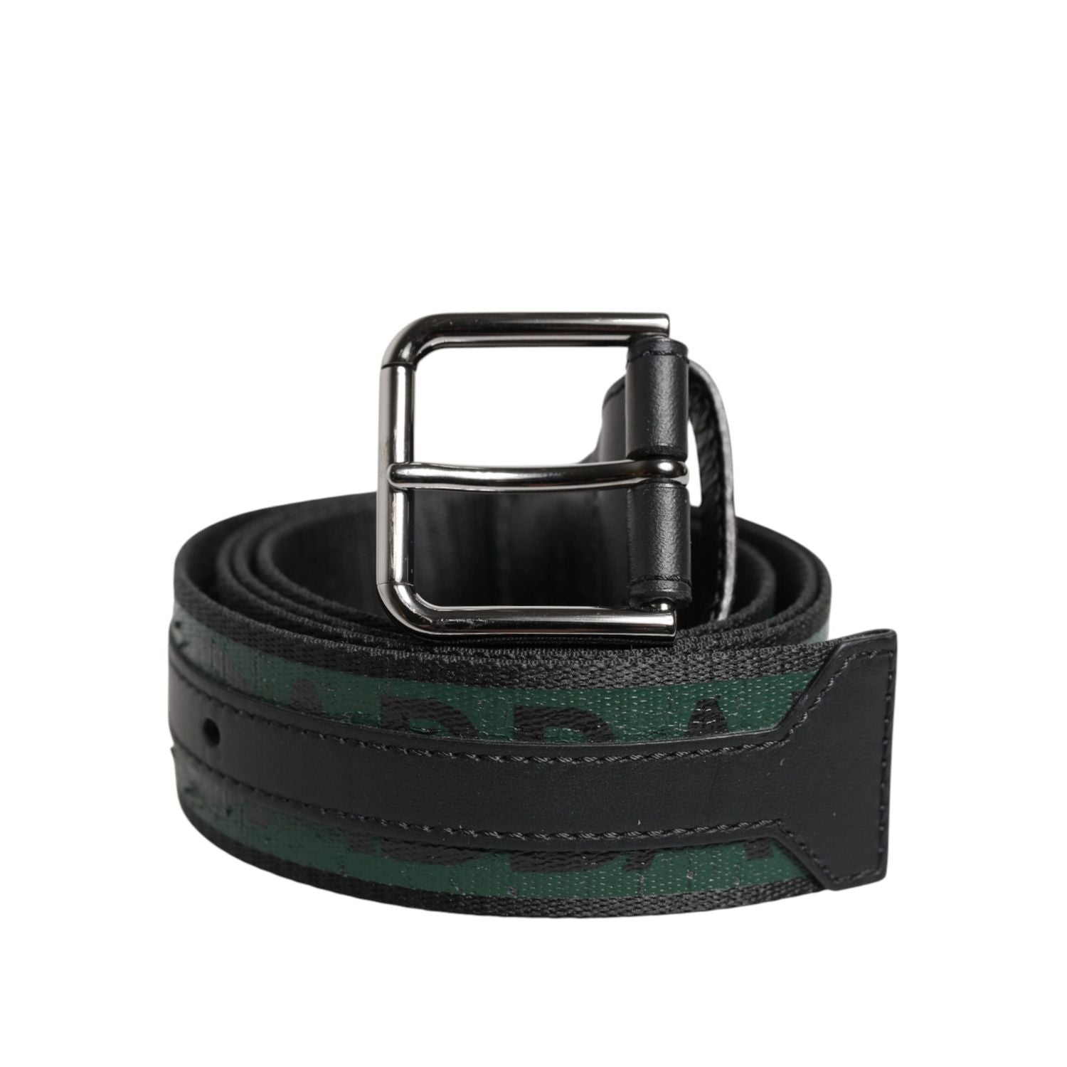 Dolce & Gabbana Green Black Polyester DG Logo Buckle Belt