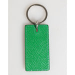 Dolce & Gabbana Green Leather Logo Metal Ring Keychain Holder Men Keyring with silver detailing, made in Italy