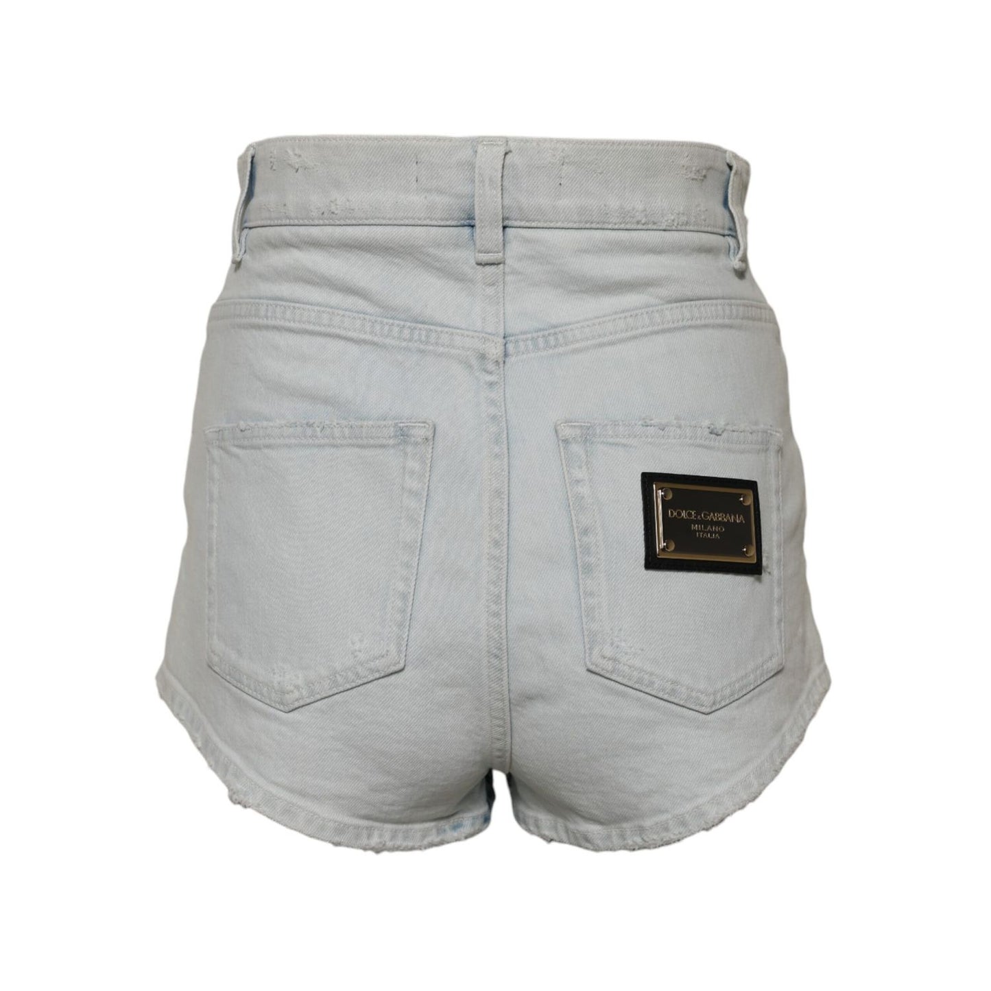 Dolce & Gabbana Light Blue Washed Denim Cotton Hot Pants Shorts