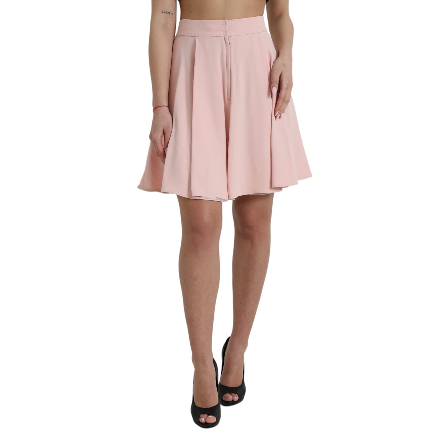 Dolce & Gabbana Light Powder Rose Viscose Pleated Skirt
