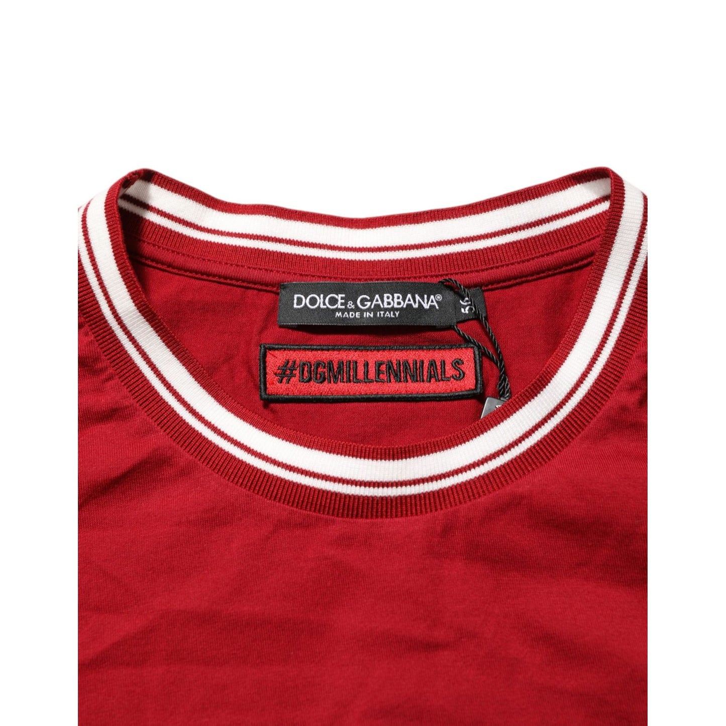 Dolce & Gabbana Maroon LogoCrown Cotton Half Sleeve T-shirt