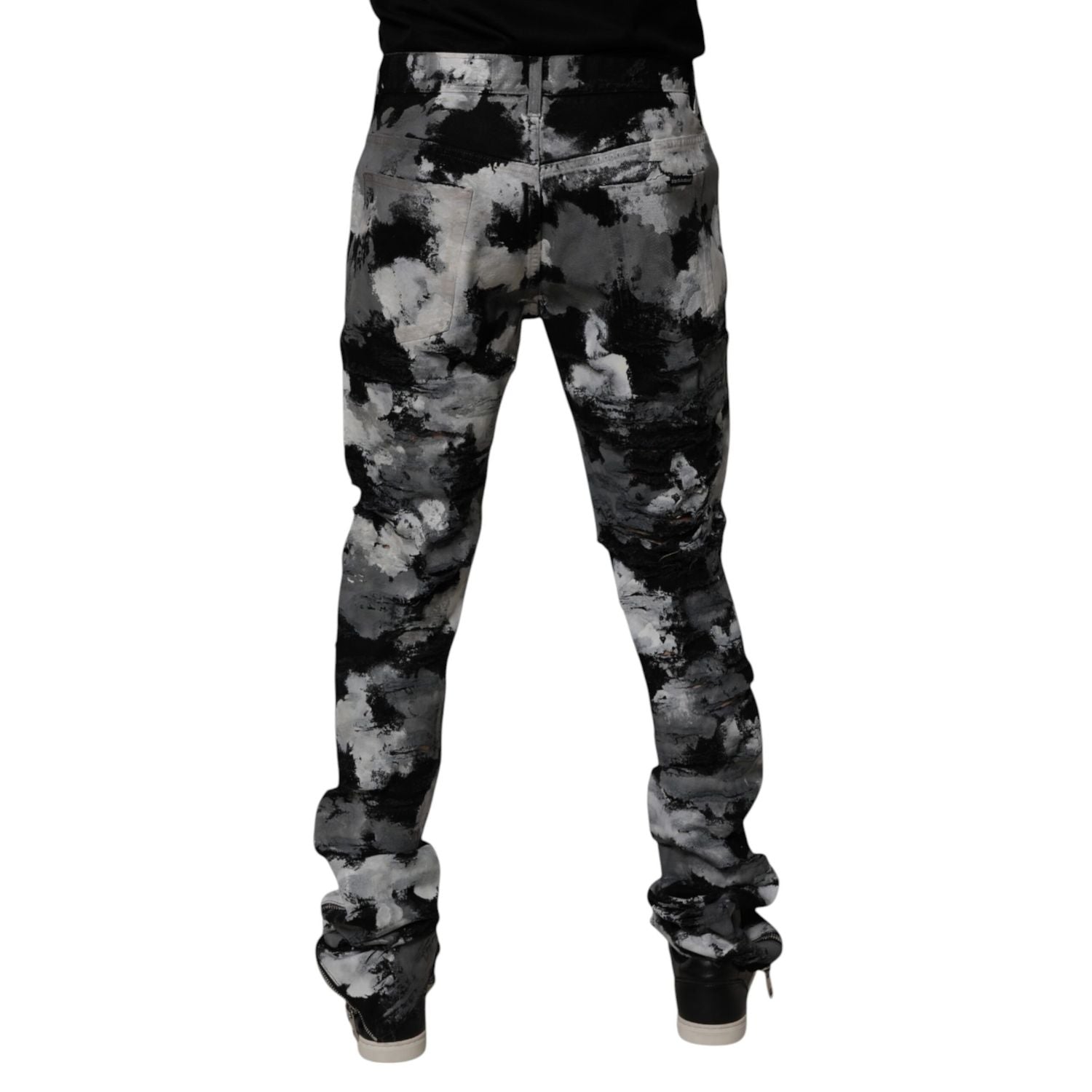 Dolce & Gabbana Multicolor Camouflage Tattered Skinny Denim Jeans