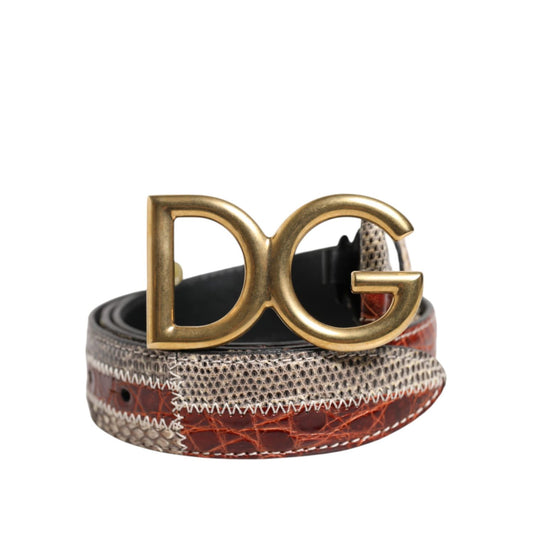 Dolce & Gabbana Multicolor Exotic Leather DG Logo Buckle Belt