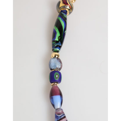 Dolce & Gabbana Multicolor Murano Glass Beads Gold Brass Chain Jewelry Necklace