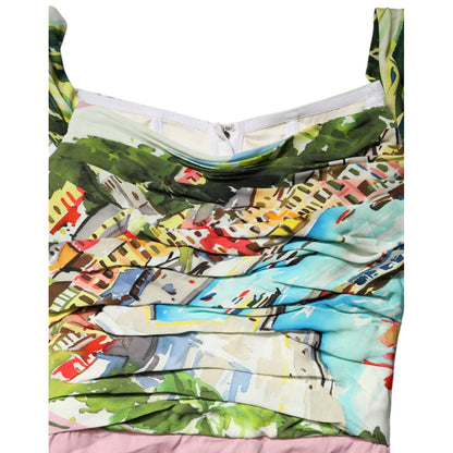 Dolce & Gabbana Multicolor Off Shoulder Long Sheath Dress