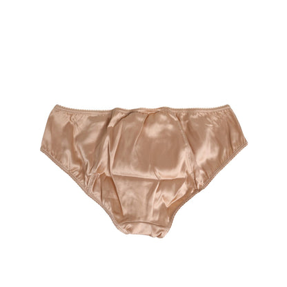 Dolce & Gabbana Nude Beige Silk Satin Bow Lace Trim Underwear