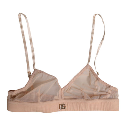 Dolce & Gabbana Powder Pink Nylon DG Logo Non Wire Bra Underwear