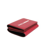 Dolce & Gabbana Red Leather Bold Logo Print Trifold Men Card Holder Wallet, sleek and stylish leather card holder with logo print.