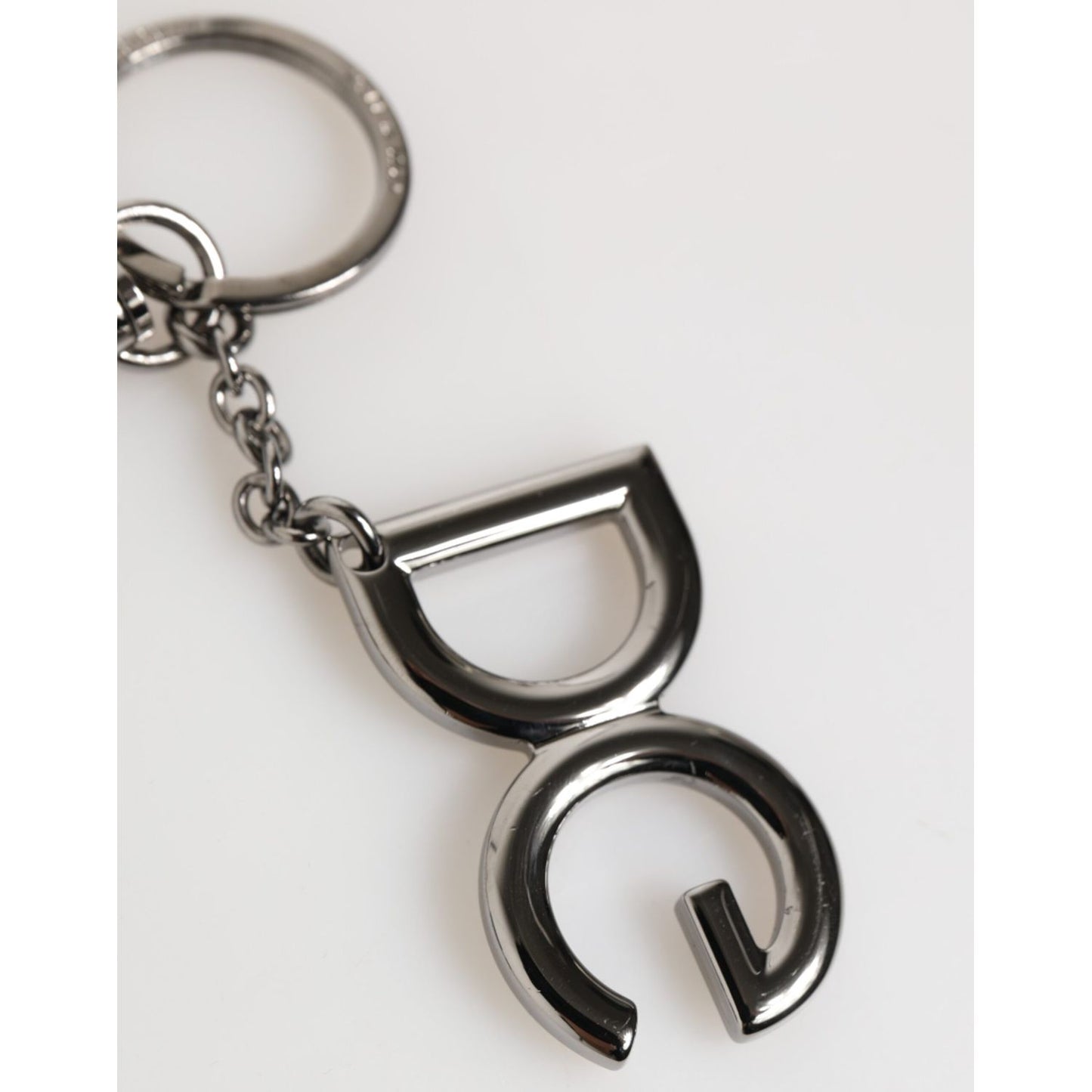 Dolce & Gabbana Silver Brass DG Logo Metal Keychain Holder Men Keyring