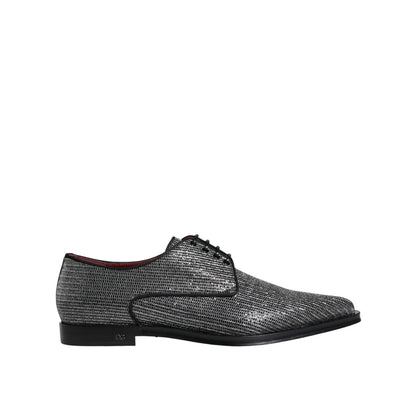 Dolce & Gabbana Silver Polyurethane Derby Formal Dress Shoes