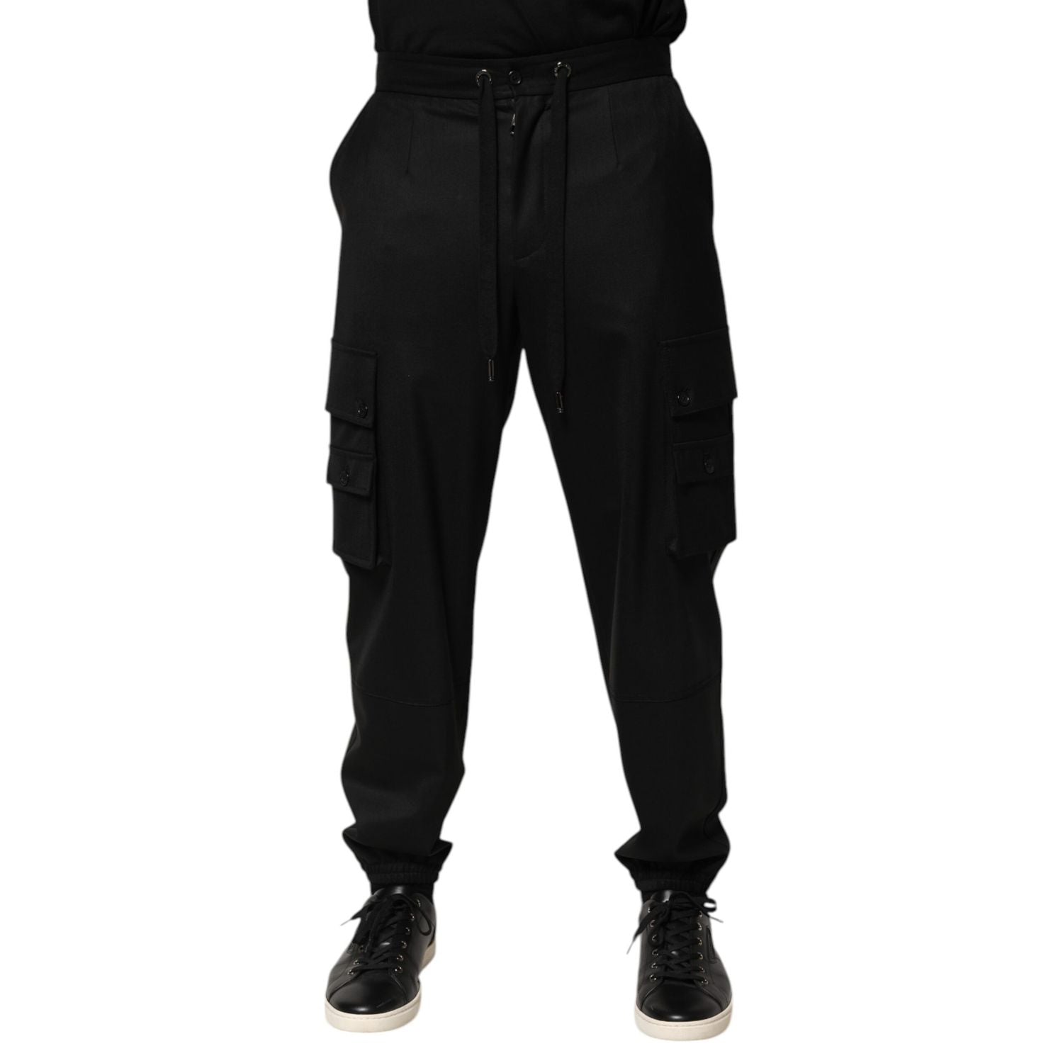 Dolce & Gabbana Solid Black Cargo Jogger Men Sweatpants Pants