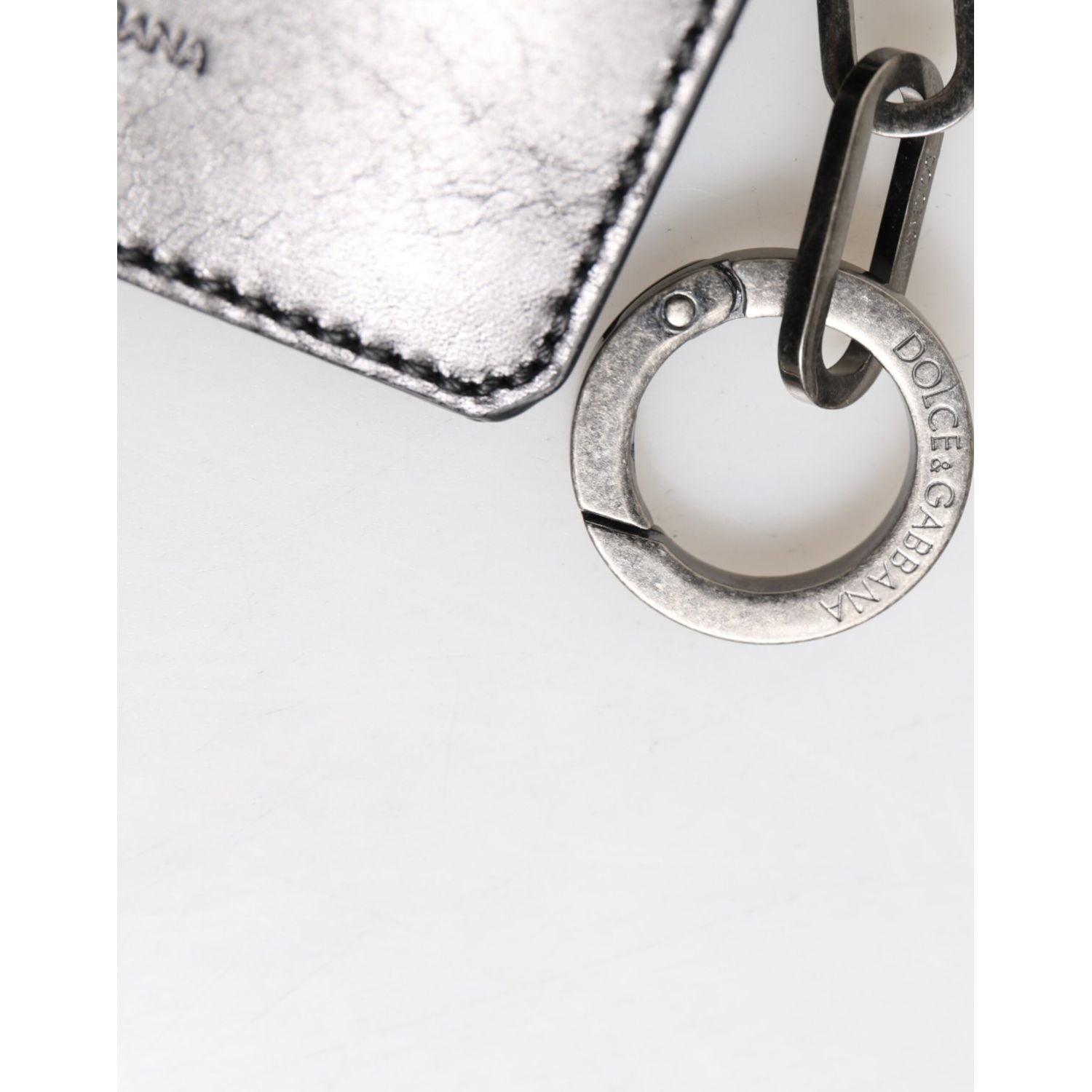 Dolce & Gabbana Wallet Black Leather Logo Embossed Key Chain Card Holder Wallet