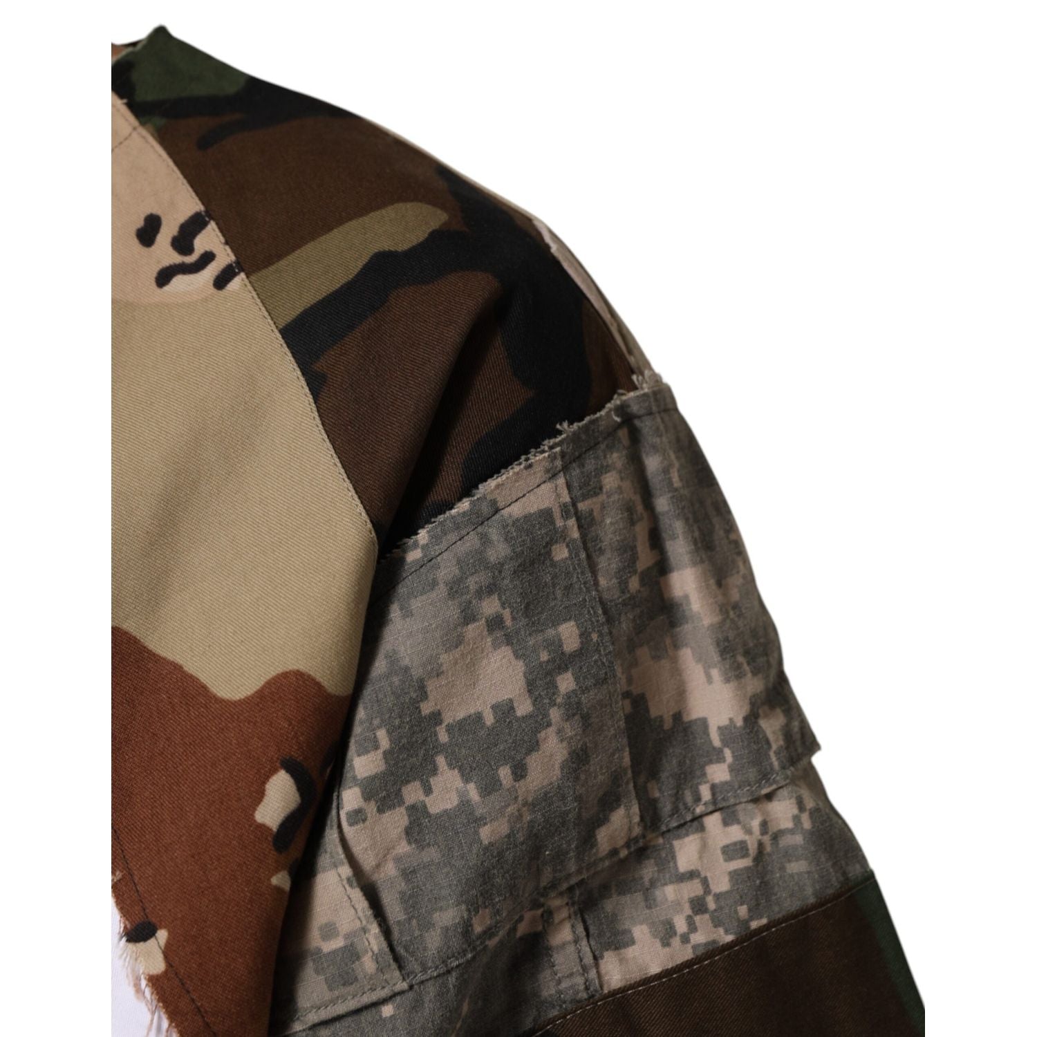 Dolce & Gabbana White Camouflage Patckwork Men Cotton T-shirt