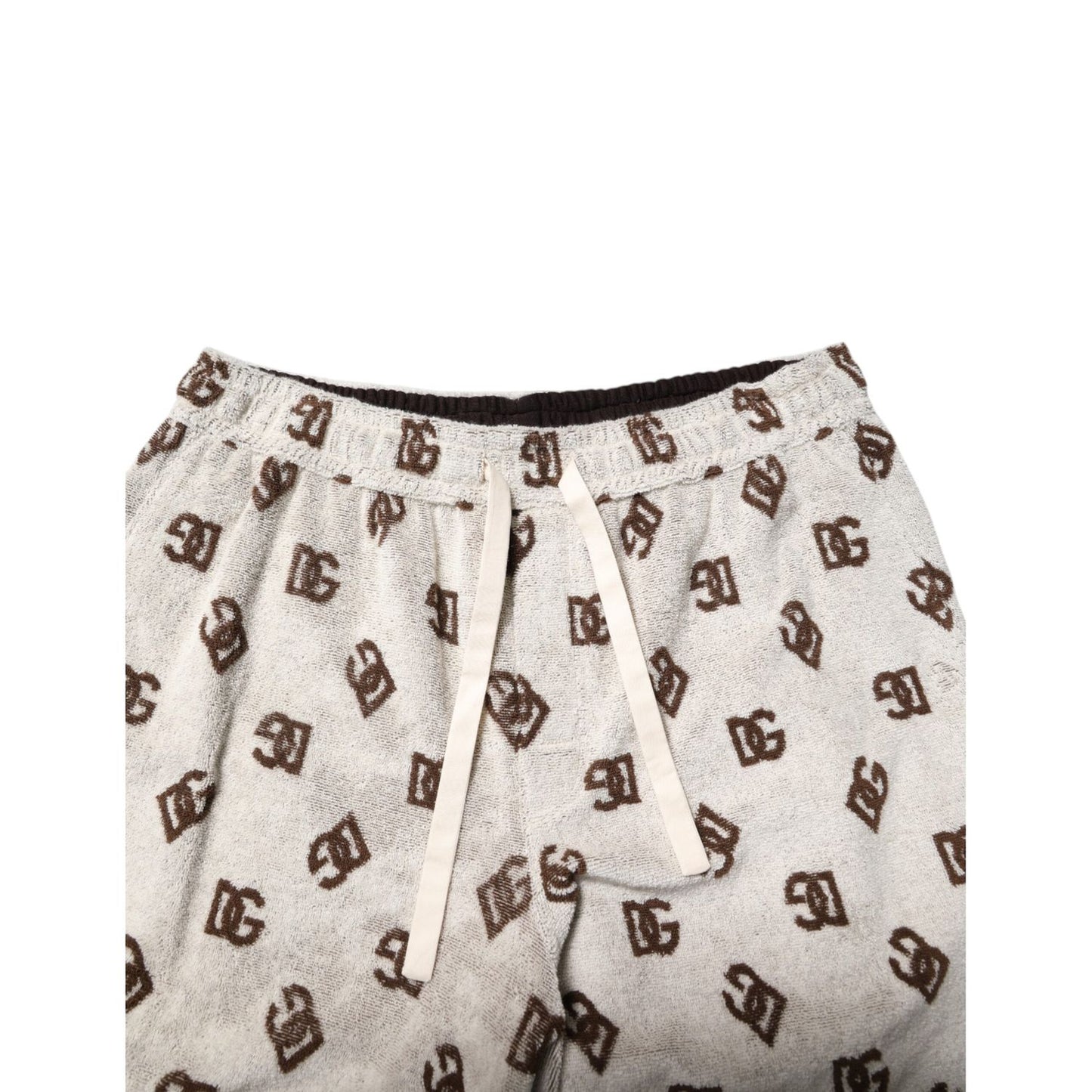 Dolce & Gabbana White Cotton DG Mania Print Men Bermuda Shorts