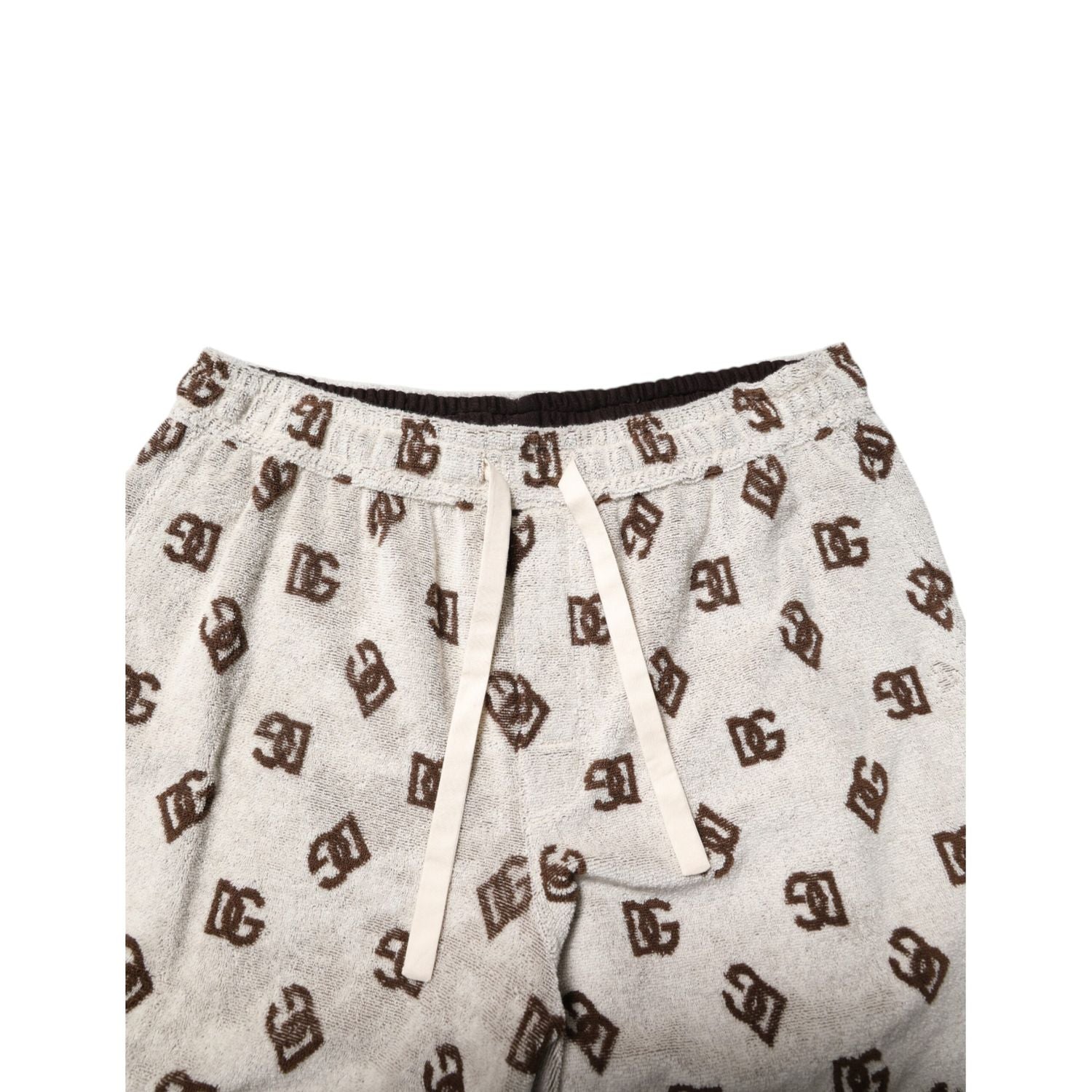 Dolce & Gabbana White Cotton DG Mania Print Men Bermuda Shorts