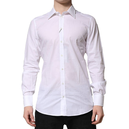 Dolce & Gabbana White Cotton GOLD Long Sleeves Formal Shirt