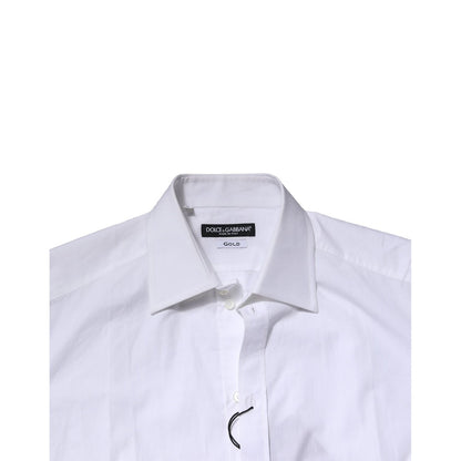 Dolce & Gabbana White Cotton GOLD Long Sleeves Formal Shirt