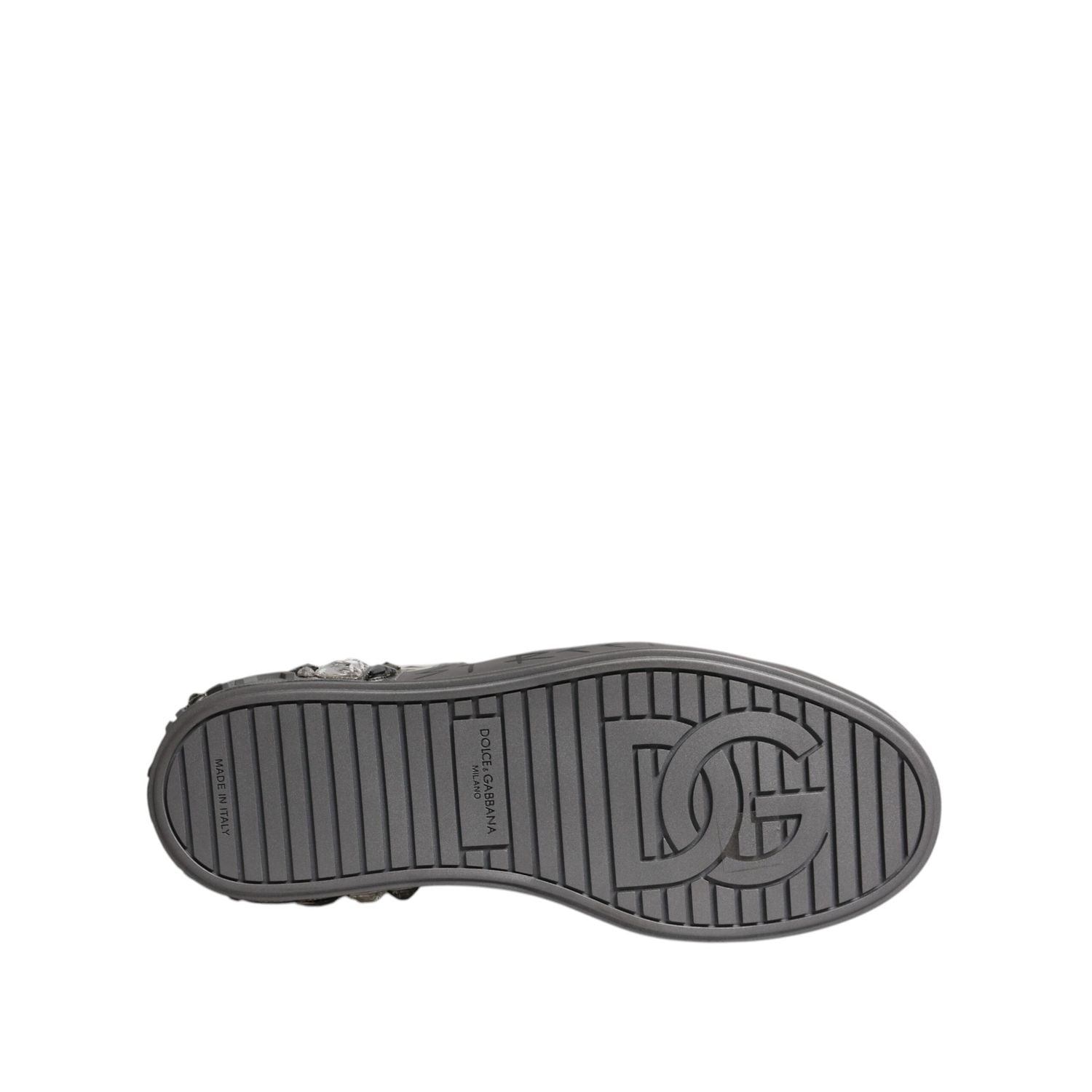 Dolce & Gabbana White Crystal Logo Portofino Sneakers Shoes