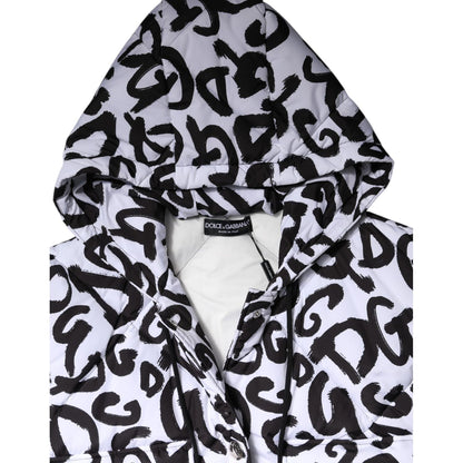 Dolce & Gabbana White DG Mania Hooded Sleeveless Puffer Jacket