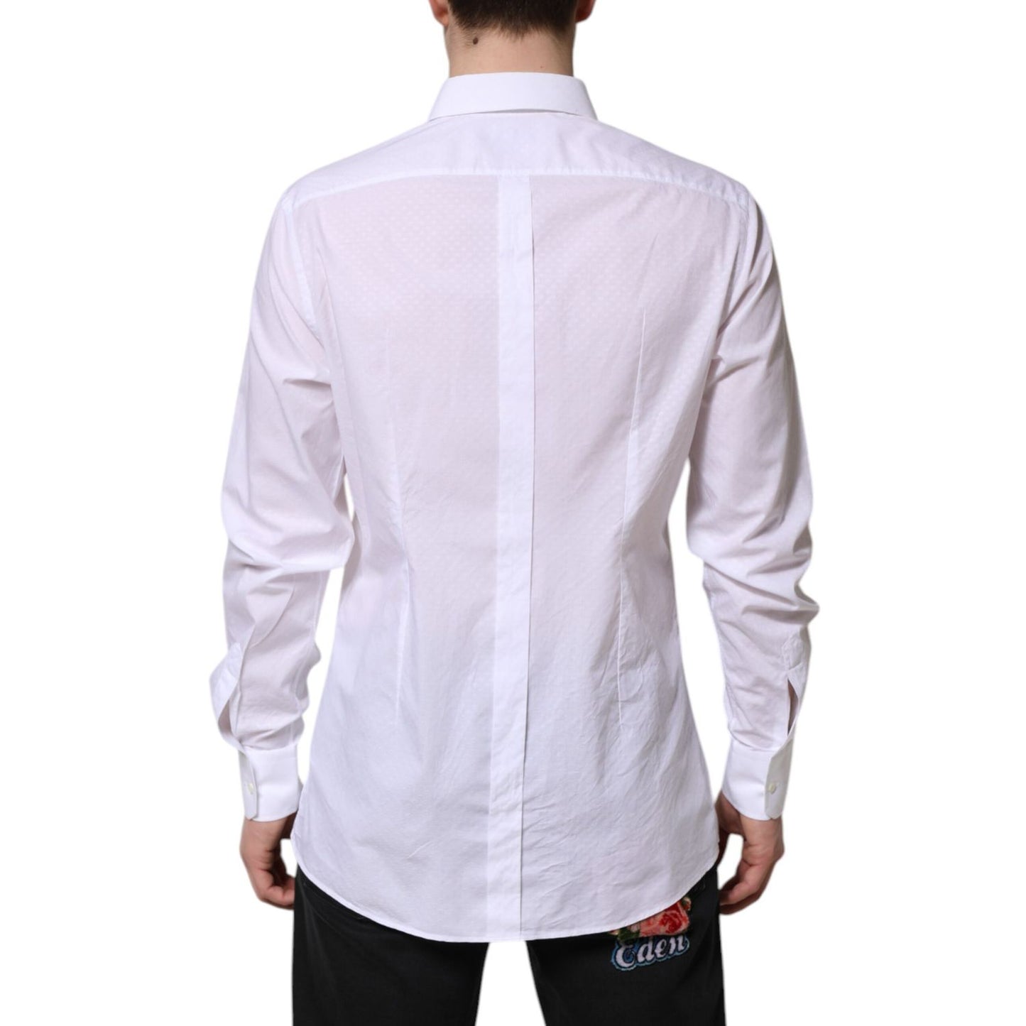 Dolce & Gabbana White GOLD Cotton Long Sleeves Formal Shirt