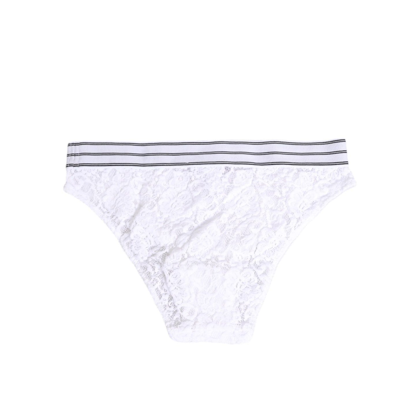 Dolce & Gabbana White Lace Slip Brief Logo Waistband Underwear