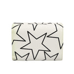 Dolce & Gabbana White Leather Trifold DG Star Print Card Holder Wallet with star pattern design.
