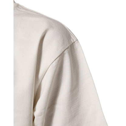 Dolce & Gabbana White Logo Print Cotton Crew Neck Men T-shirt