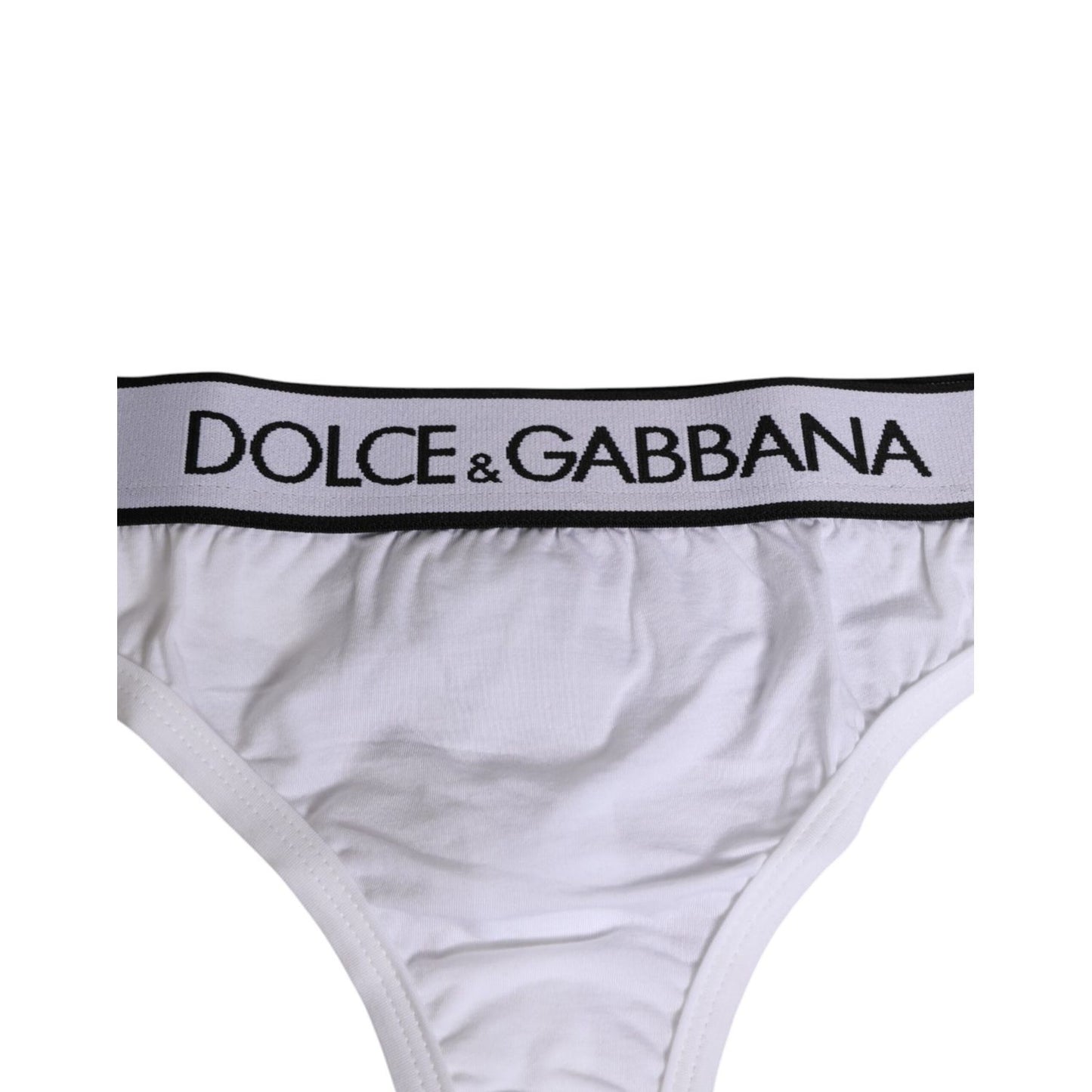 Dolce & Gabbana White Logo Waistband Modal Cotton Thong Underwear