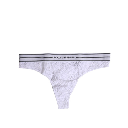 Dolce & Gabbana White Nylon Floral Lace Bottom Panty Underwear