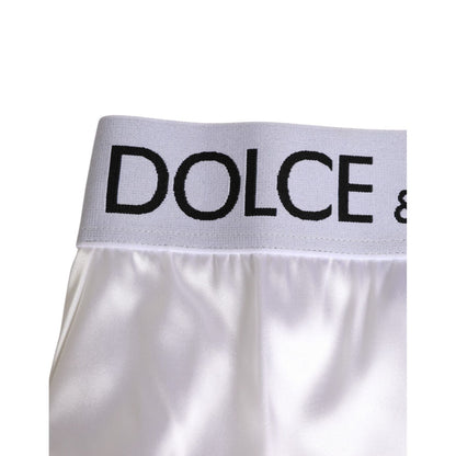 Dolce & Gabbana White Satin High-Waist Brief Logo Women Underwear