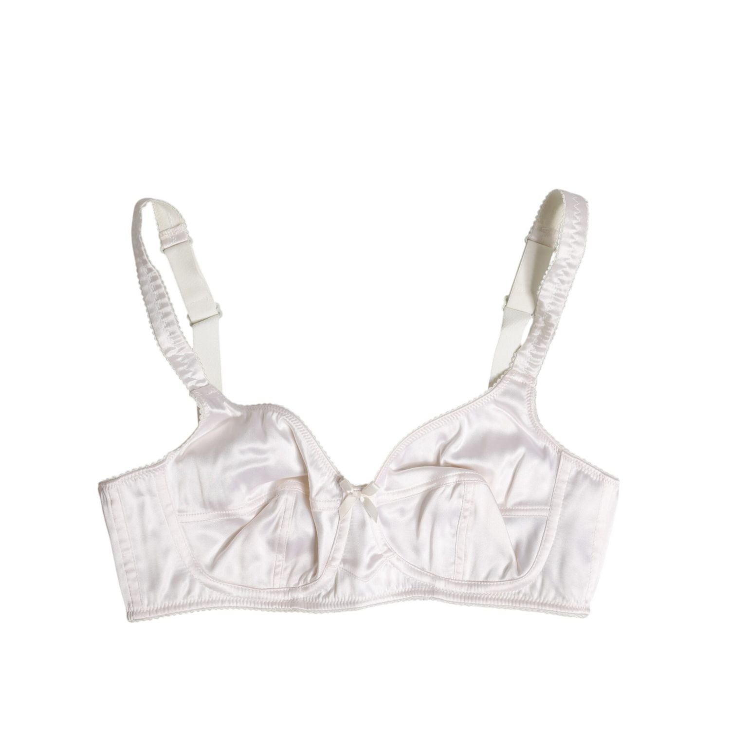 Dolce & Gabbana White Silk Balconette Non Wire Bra Underwear