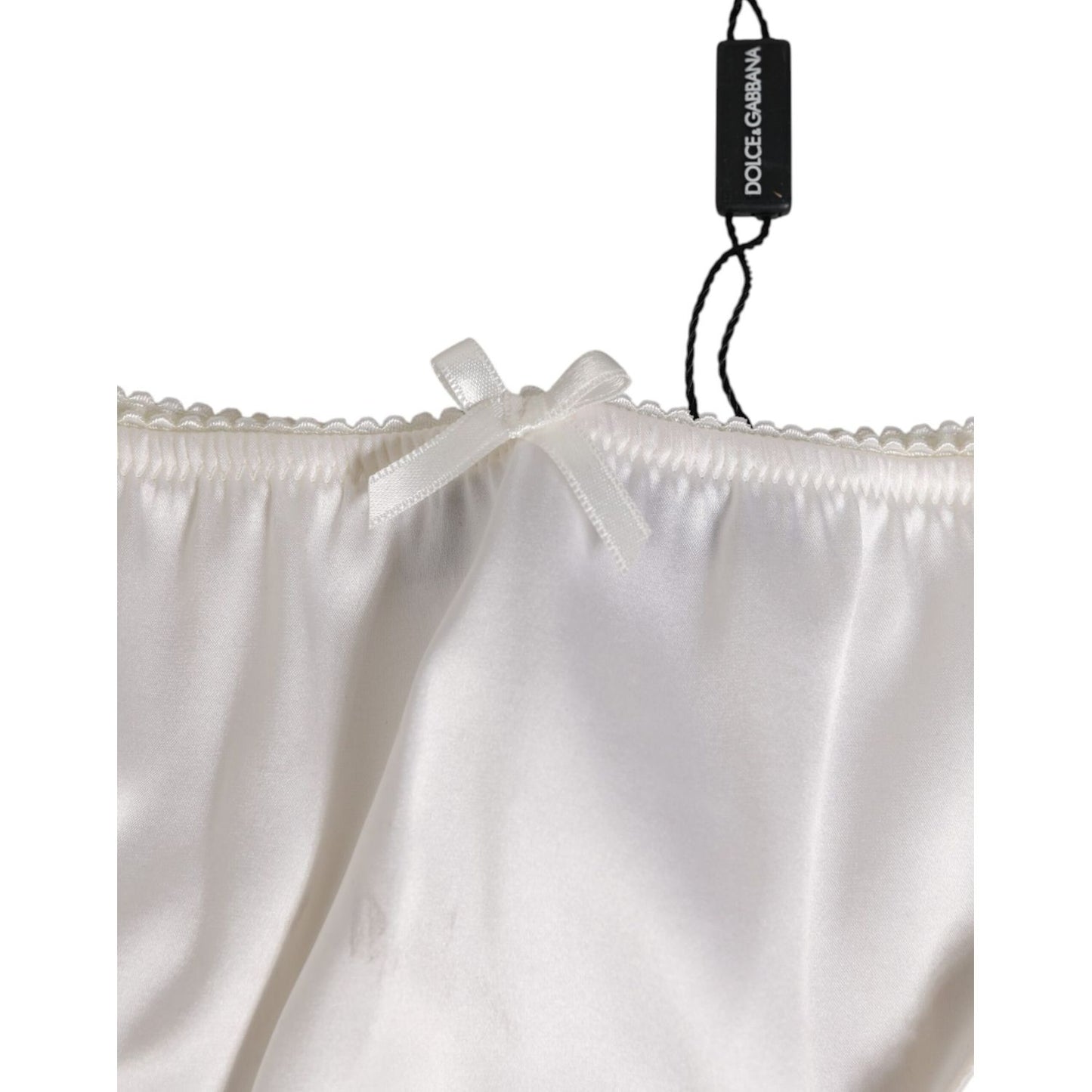 Dolce & Gabbana White Silk Satin Floral Lace Panty Brief Underwear