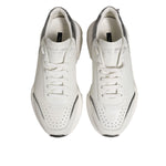 Dolce & Gabbana White Silver DAYMASTER Leather Men Sneakers Shoes, made in Italy with a stylish low-top design and lace-up closure.