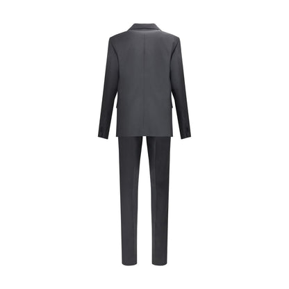 Dsquared² Black Fleece Wool Two-Piece Suit in pure wool with peak lapels and tailored trousers, back view.