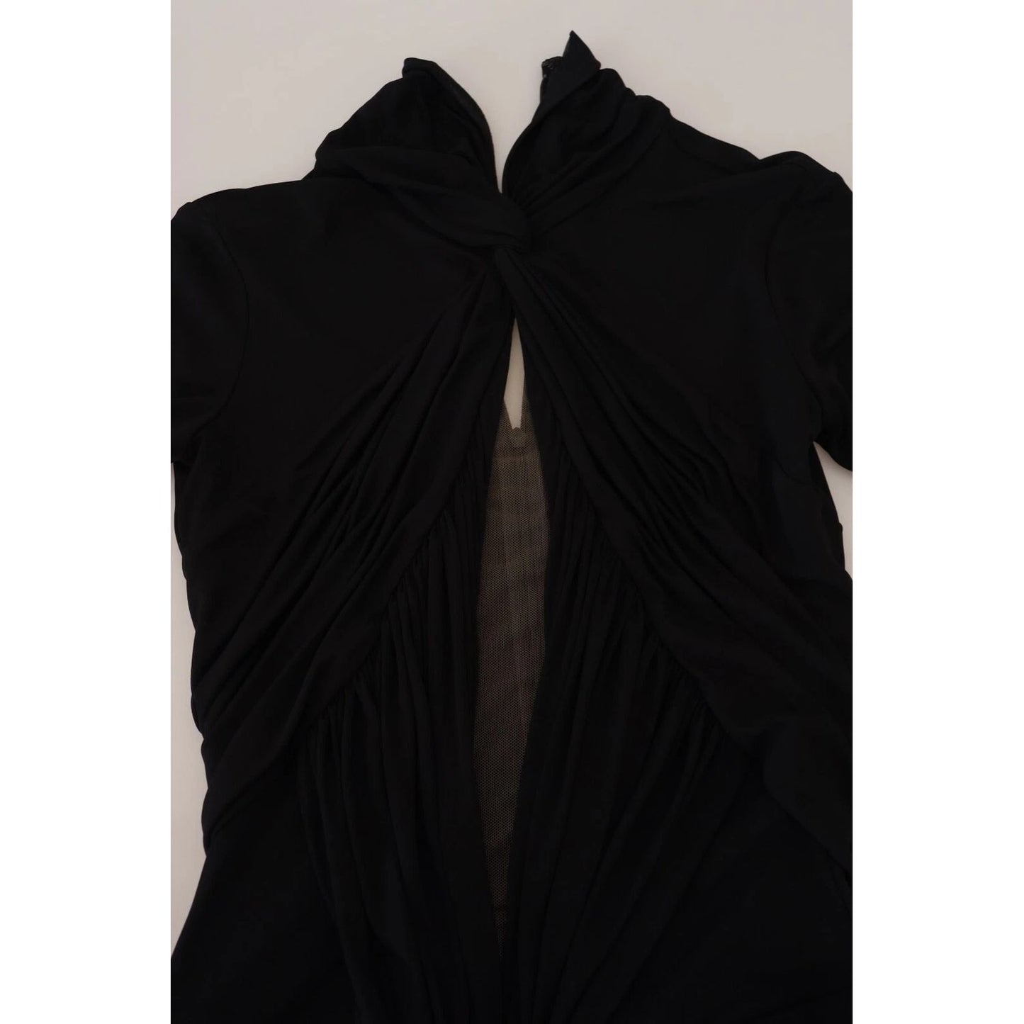 Dsquared² Black Viscose Long Sleeves Cut Out Mini Dress with zipper closure and logo details, front view