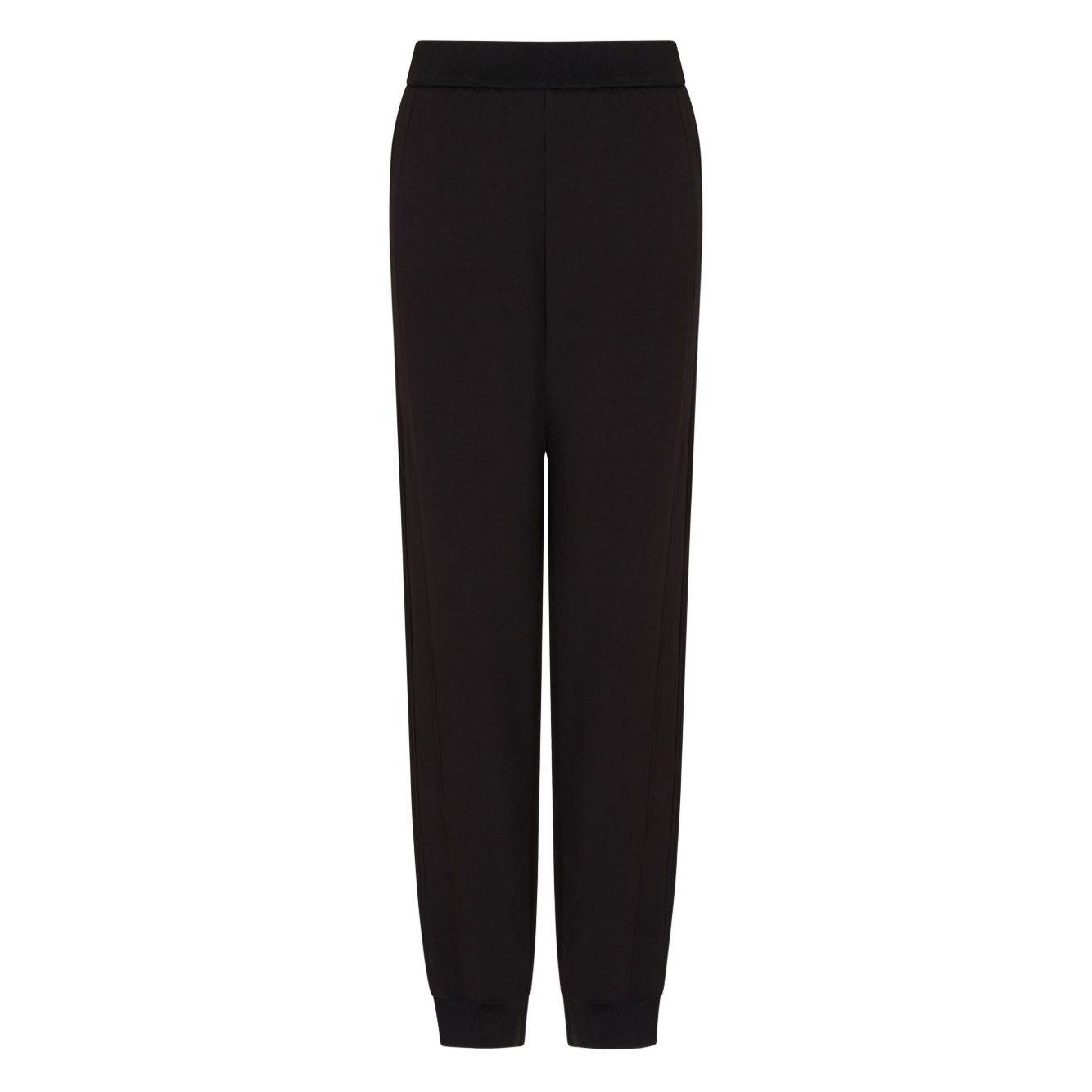 EMPORIO ARMANI CAPSULE Trousers Black with elastic waistband, ribbed ankles, and side pockets, cotton sweatpants.