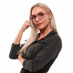 Woman wearing Emilio Pucci Red Women Optical Frames in full-rim style with plastic frame material.