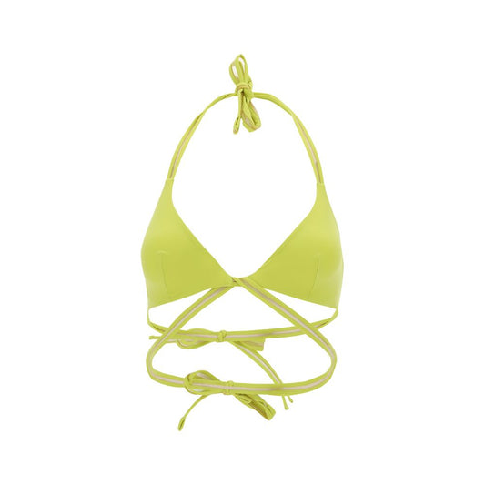 Exilia Yellow Polyamide Bikini with triangle design and braided lace detail, perfect for SS24 collection, 100% polyamide.