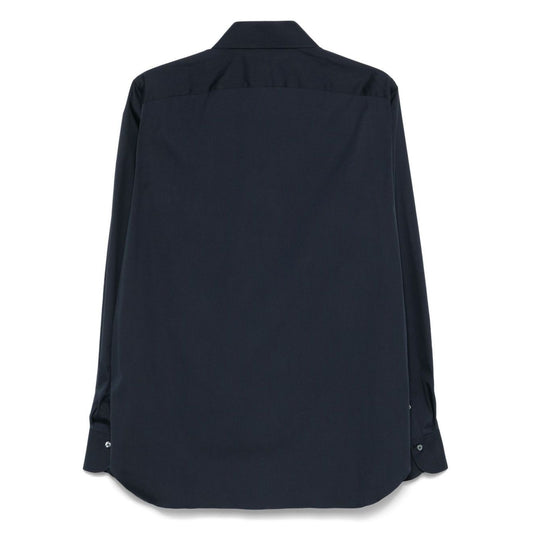 Back view of FINAMORE 1925 NAPOLI Shirts Blue with classic collar and buttoned cuffs