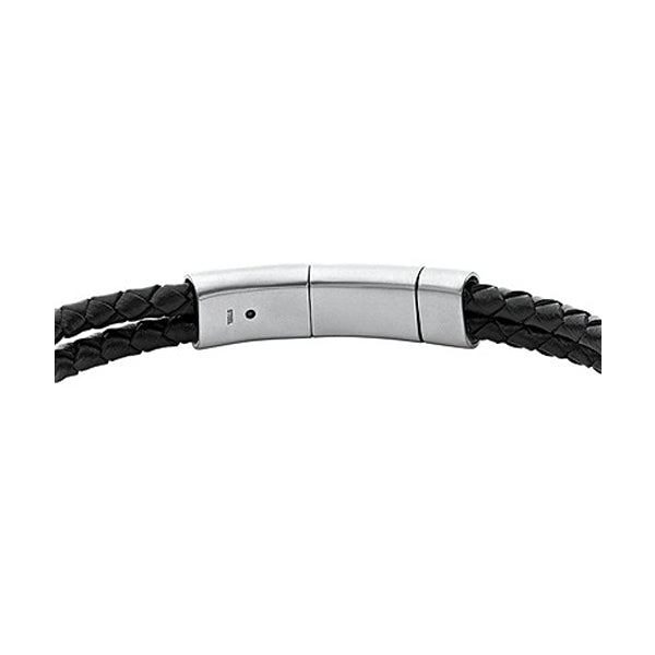 FOSSIL JEWELS JEWELRY Mod. JF04202040, elegant black braided bracelet with silver clasp design
