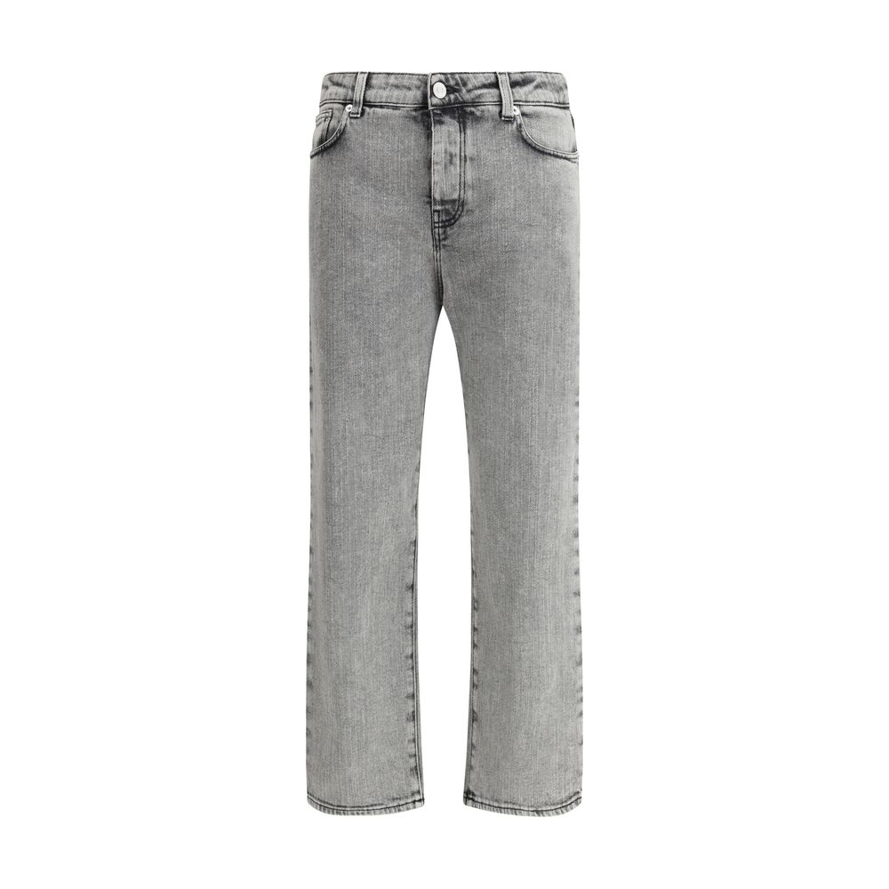 Fabiana Filippi Gray Cotton Straight-Leg Jeans with vintage washed effect, classic five-pocket style, and belt loops SS25 collection