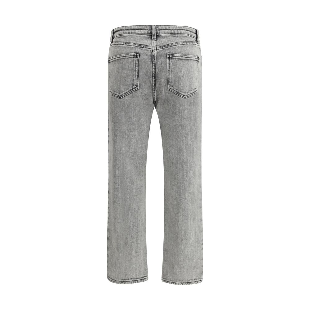 Fabiana Filippi Gray Cotton Straight-Leg Jeans, vintage washed-out design, 100% cotton, perfect for a casual, versatile look.